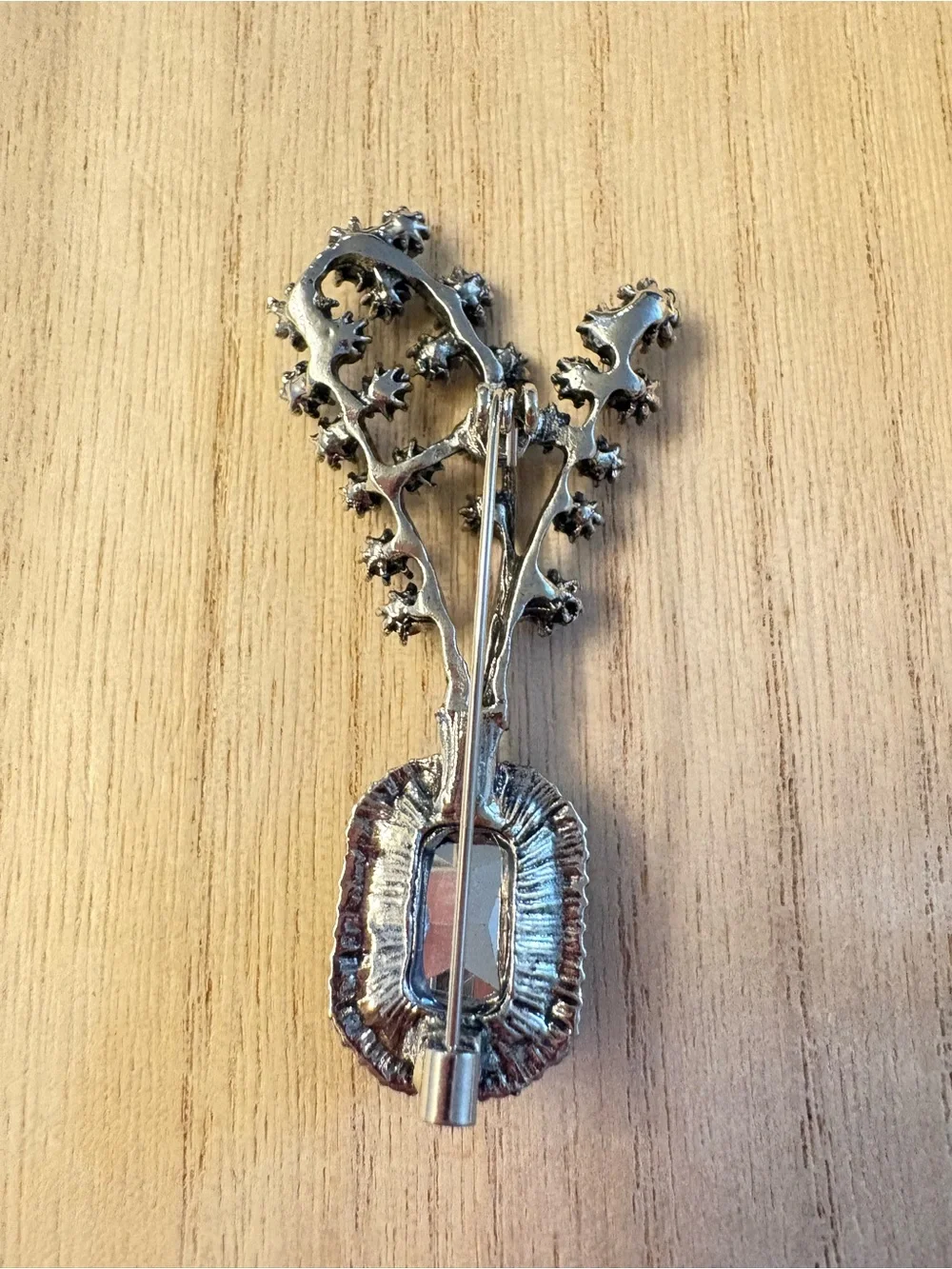 Blue Crystal Floral Vine Brooch